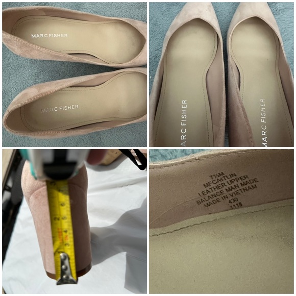 Marc Fisher Caitlin suede blush pink block heel, pointy toe pump - Picture 10 of 17